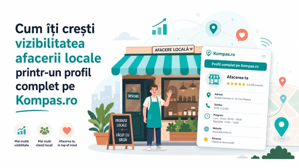 Cum îți crești vizibilitatea afacerii locale printr-un profil complet pe Kompas.ro